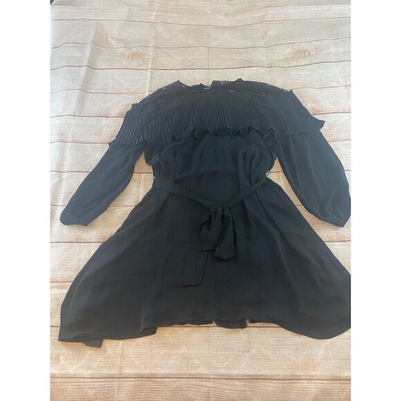 Eloquii Women's Black Long Sleeve Pleated Lace Trim Dress - 20 - Picture 14 of 14